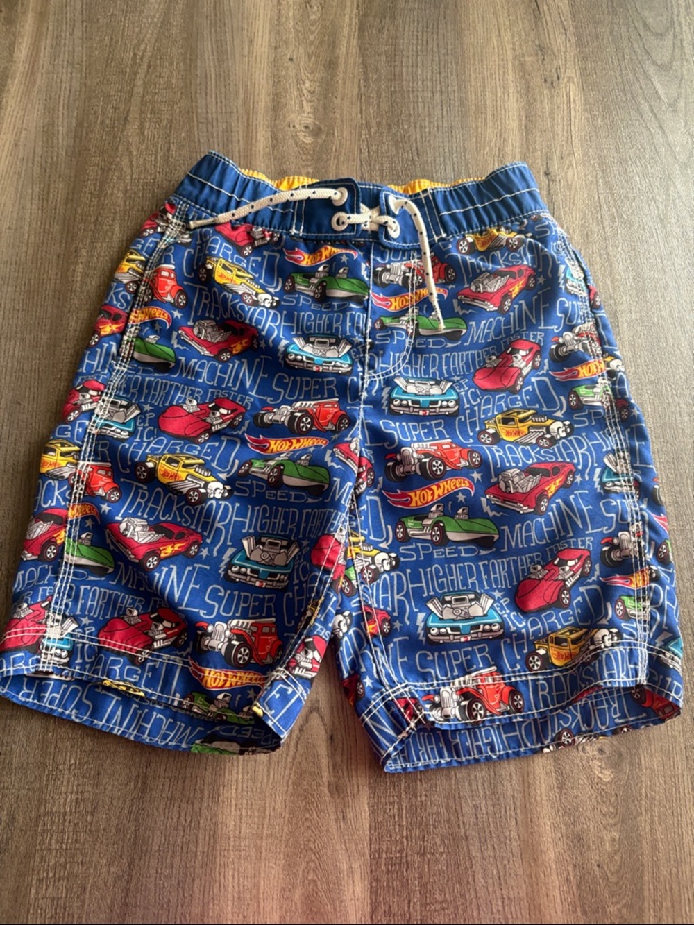 GAP Boys Blue Hot Wheels Car Print Swim Trunks